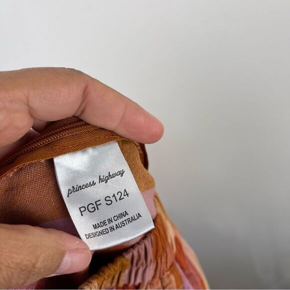 Mod Cloth x Princess Highway Linen Prairie Check Jumpsuit Orange Size Small - Picture 15 of 15